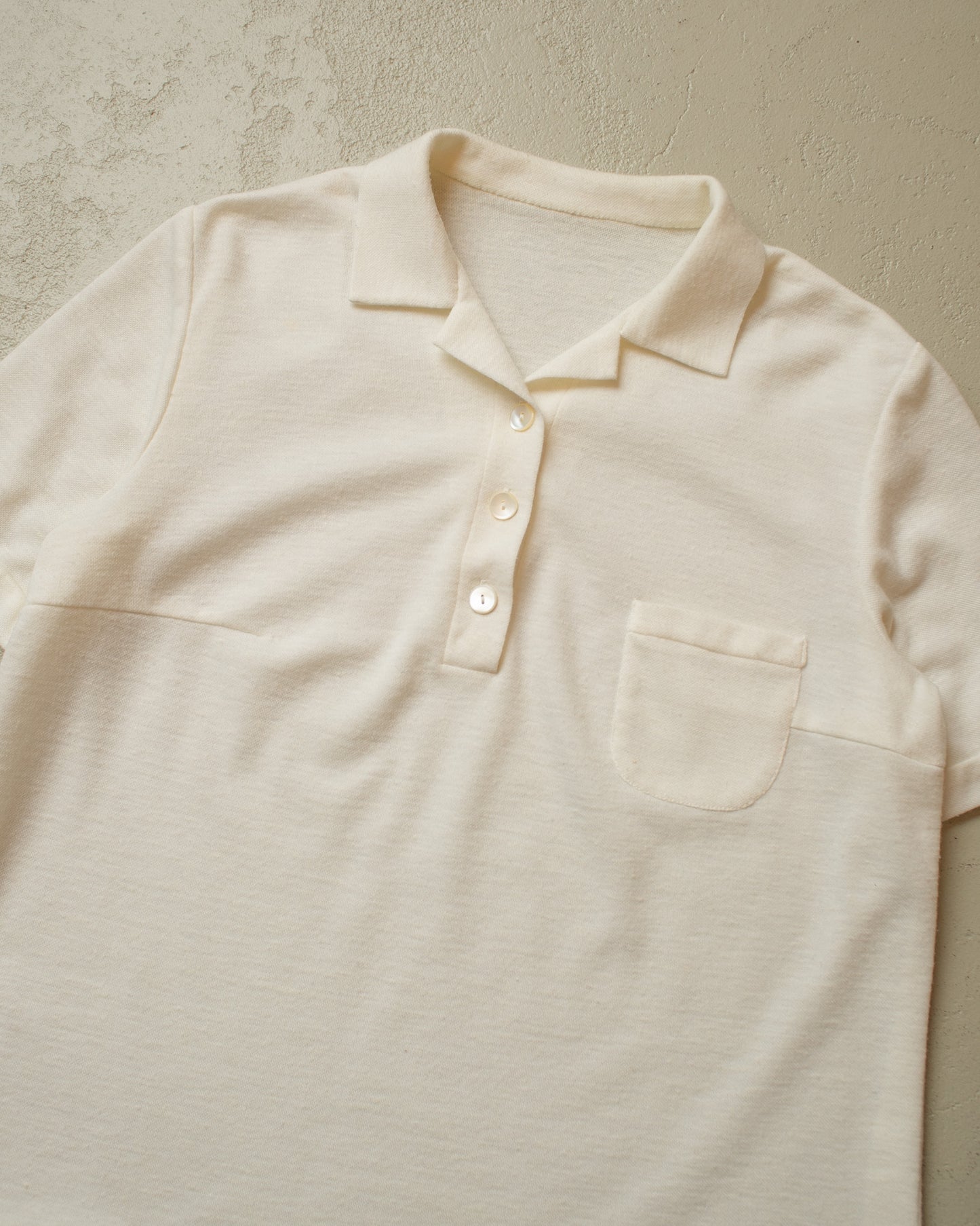 1950s Knit Polo Shirt white - L