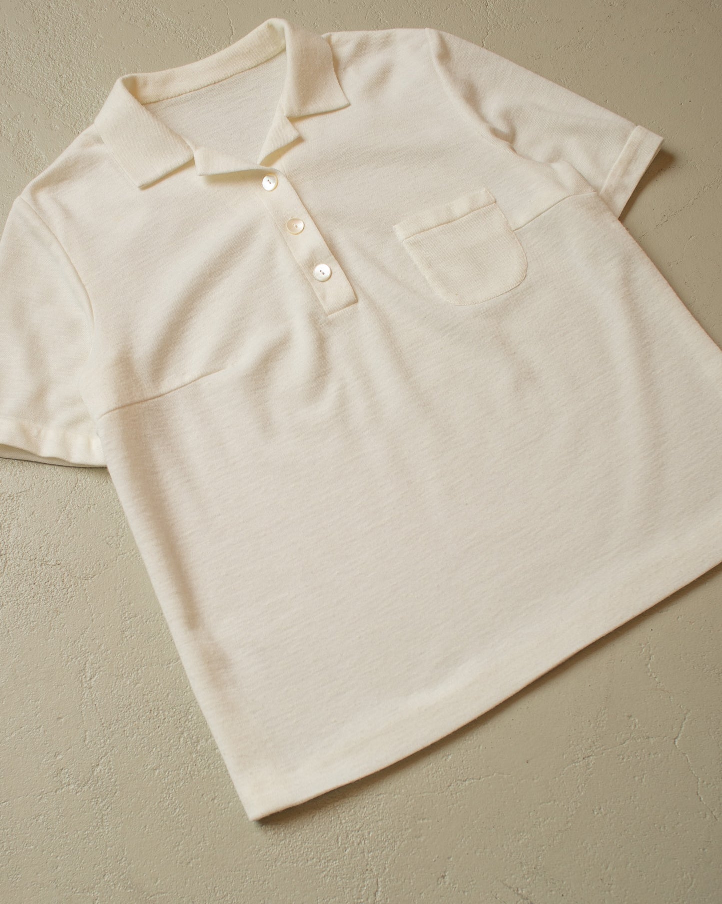 1950s Knit Polo Shirt white - L