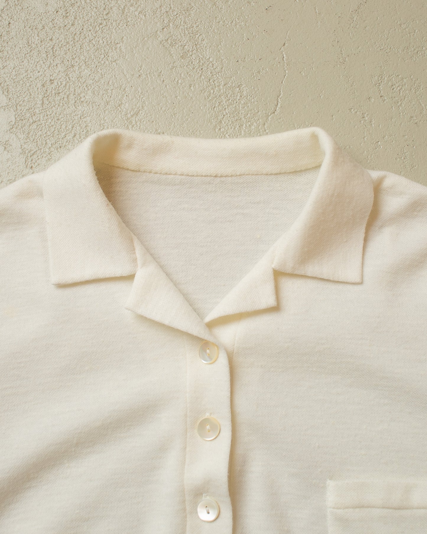 1950s Knit Polo Shirt white - L