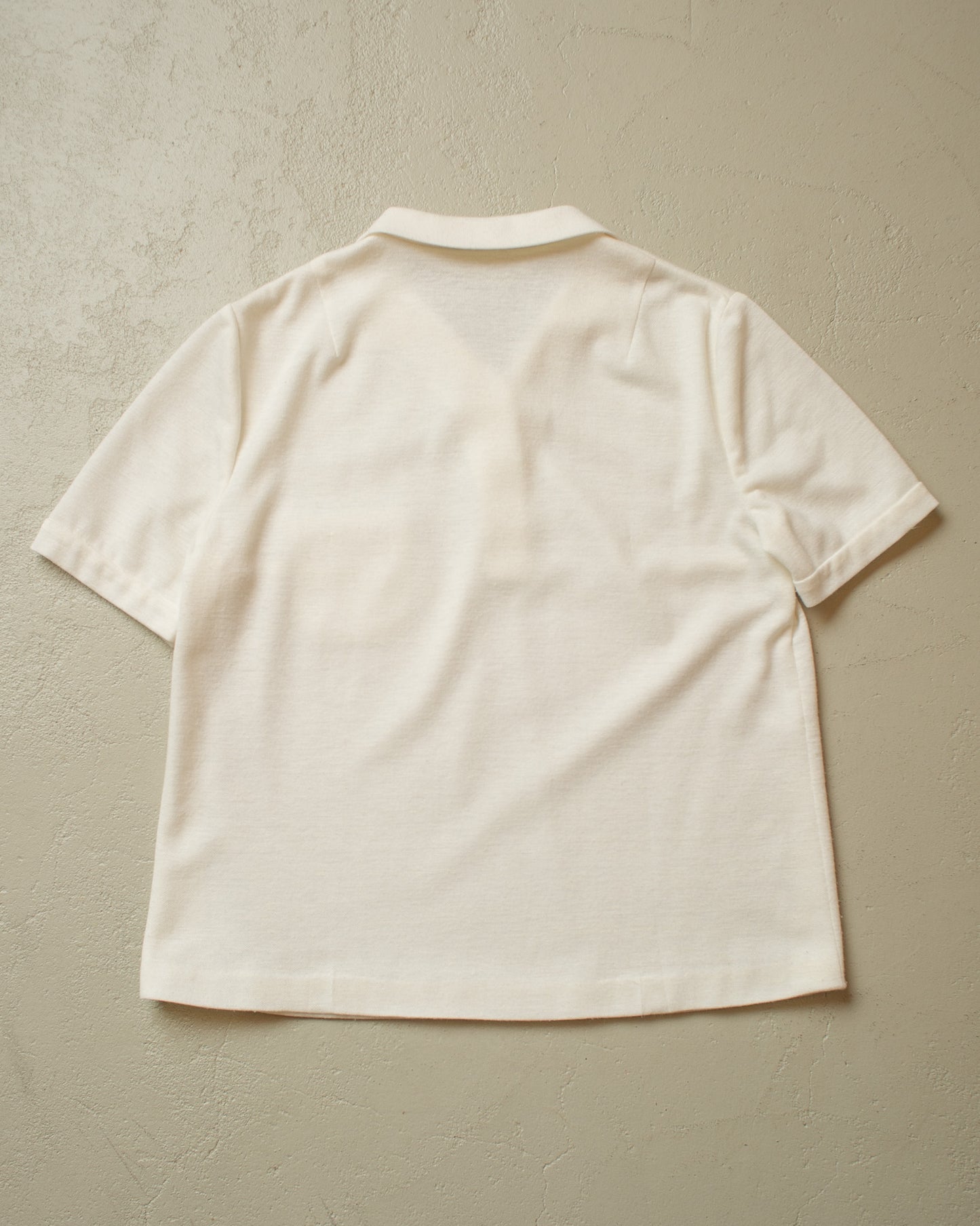 1950s Knit Polo Shirt white - L