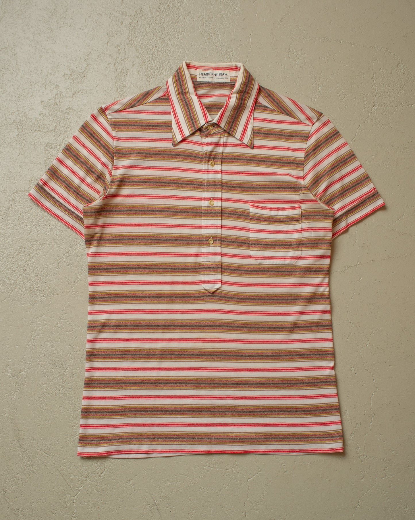 1960s striped Polo Shirt red/white - M