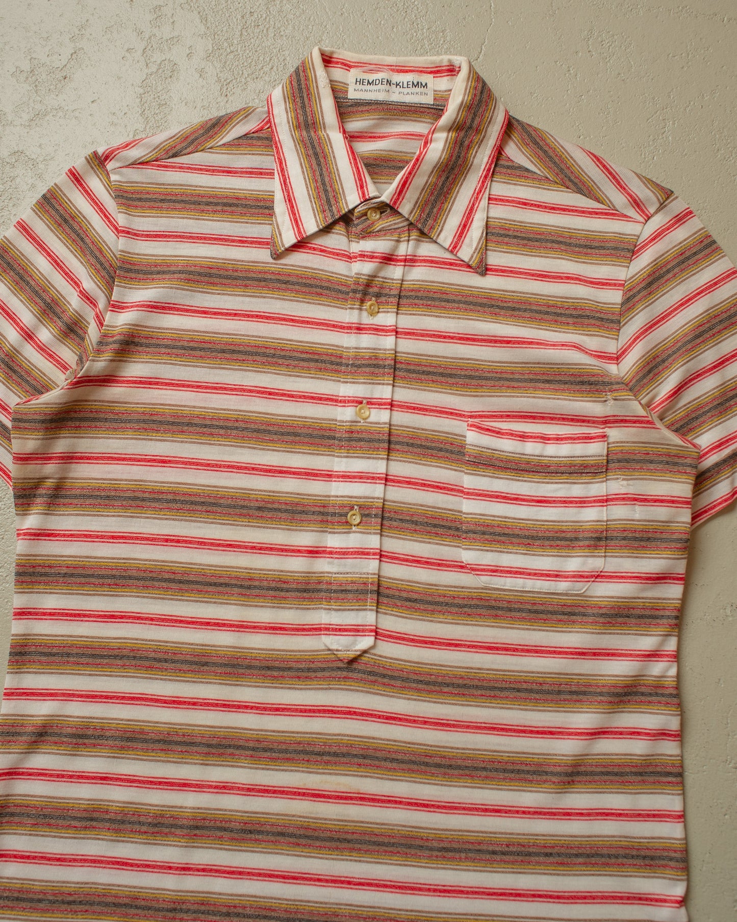 1960s striped Polo Shirt red/white - M