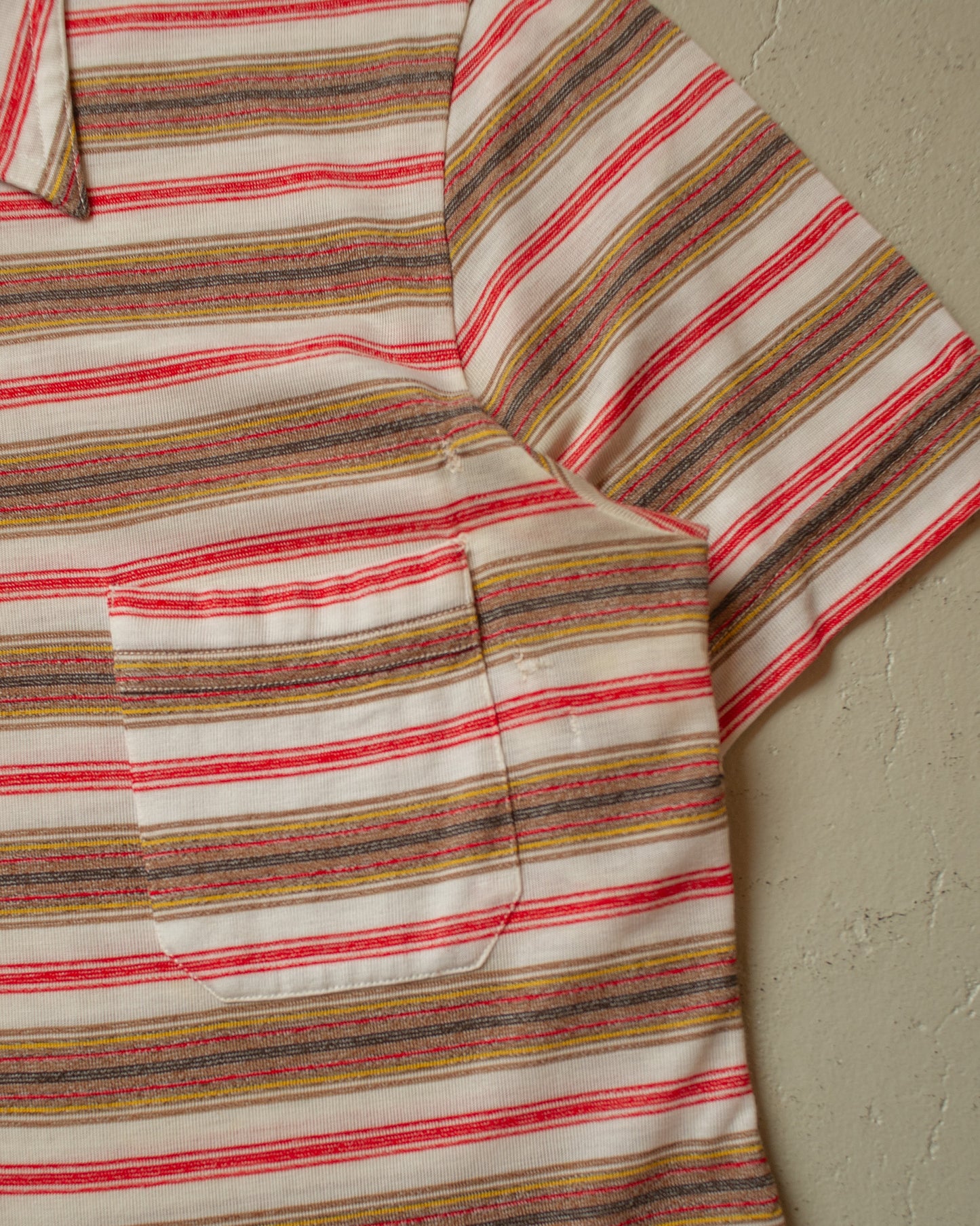 1960s striped Polo Shirt red/white - M