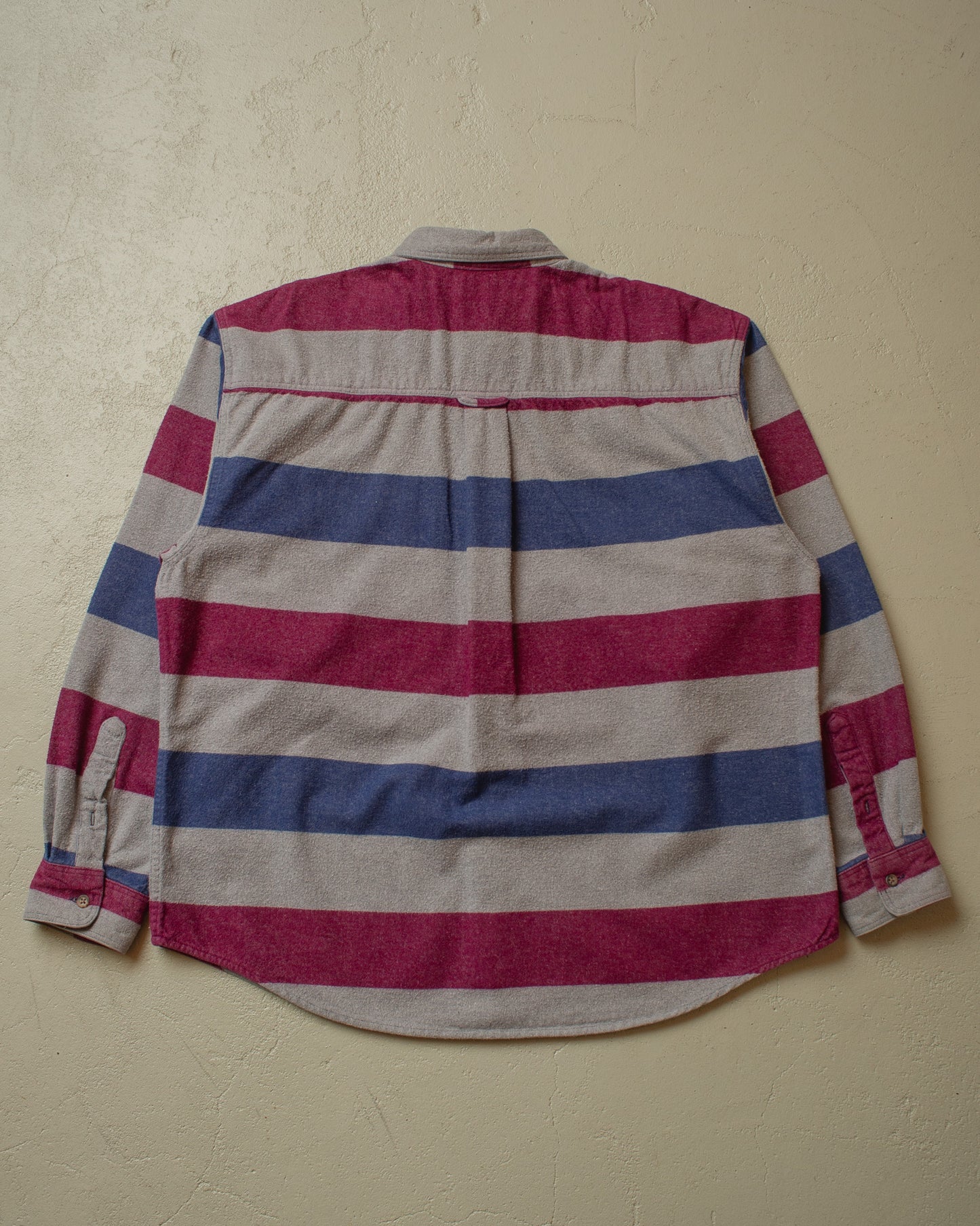 1990s Eddie Bauer striped Outdoor Shirt grey - L/XL