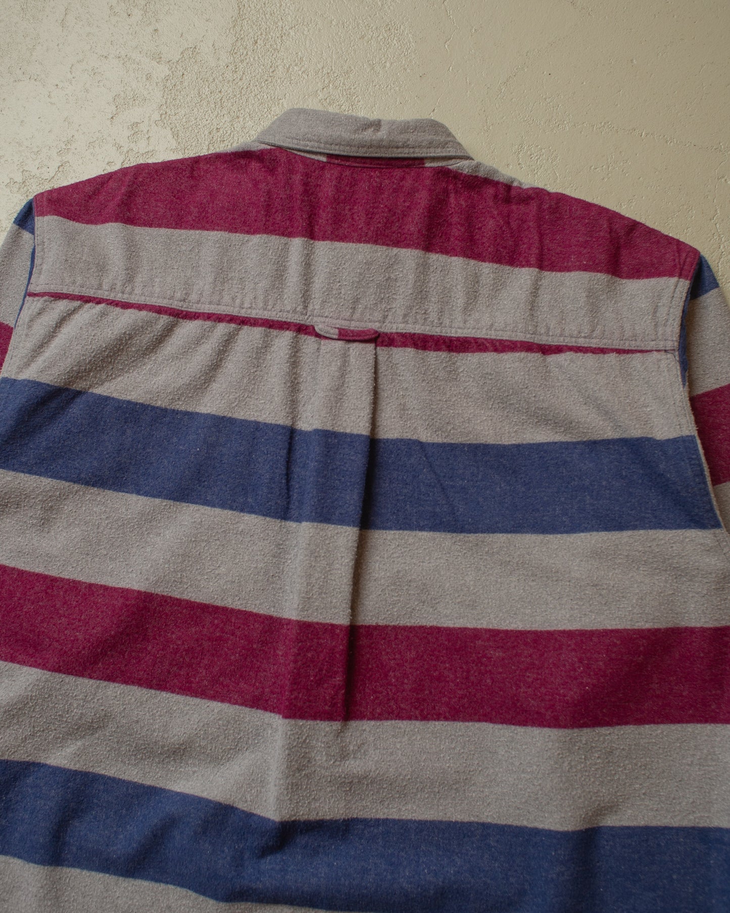 1990s Eddie Bauer striped Outdoor Shirt grey - L/XL