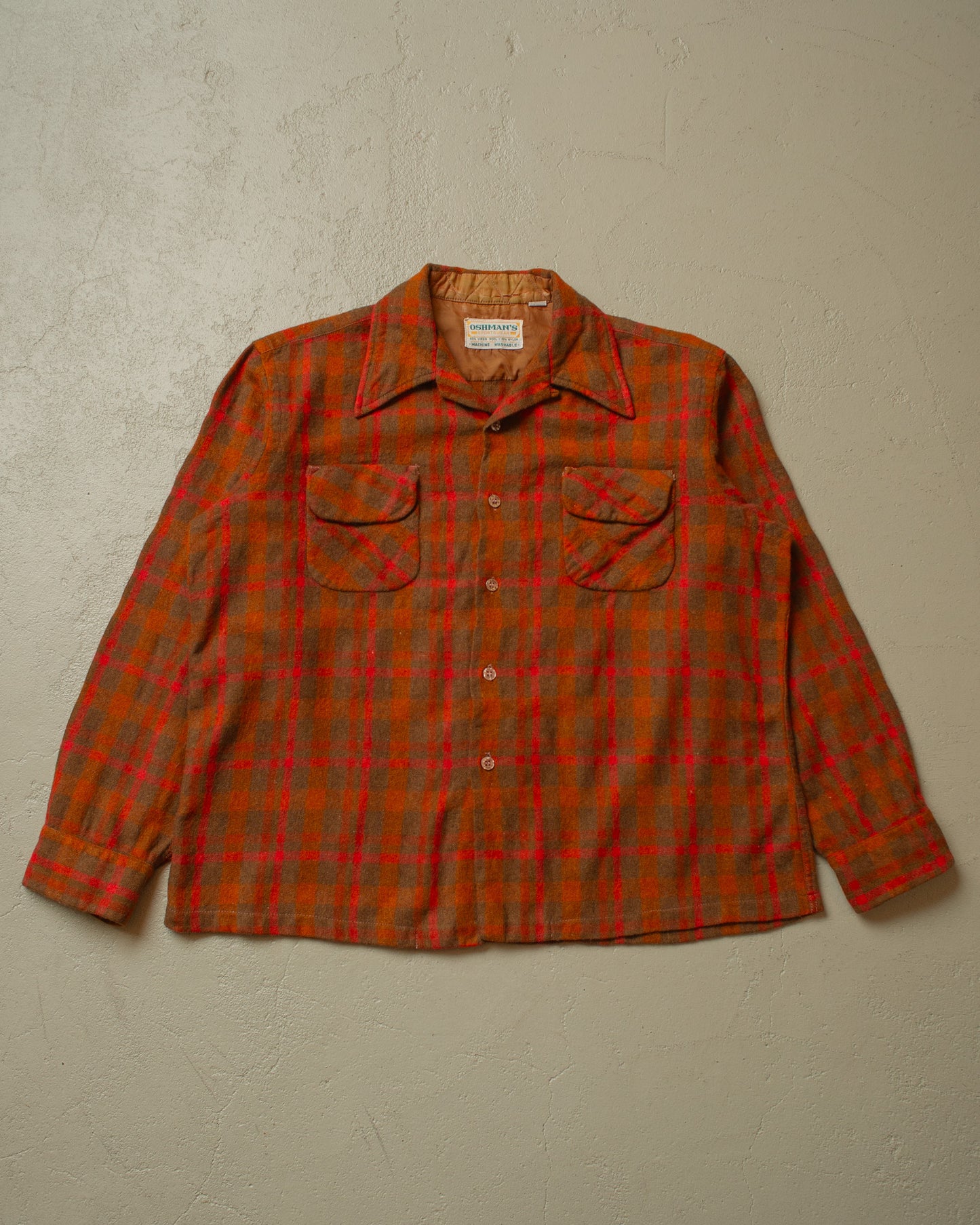 1950s Oshman´s Loop Collar Wool Shirt orange - M/L