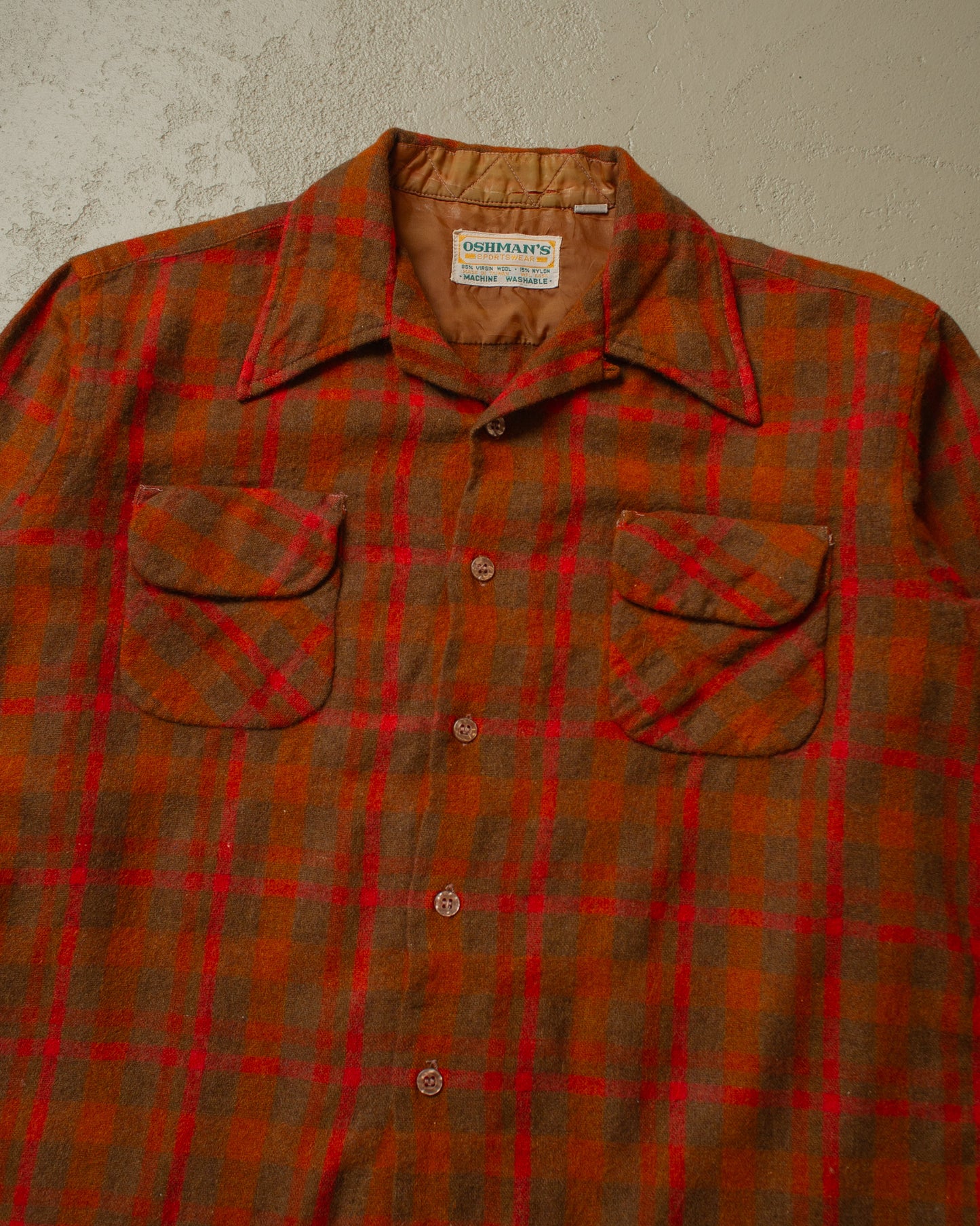1950s Oshman´s Loop Collar Wool Shirt orange - M/L