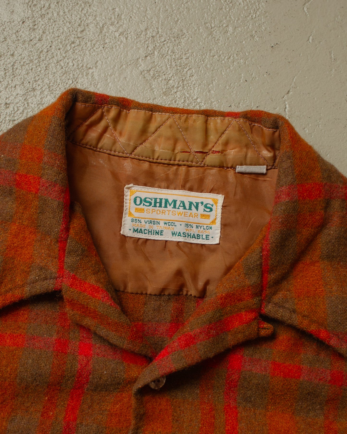 1950s Oshman´s Loop Collar Wool Shirt orange - M/L