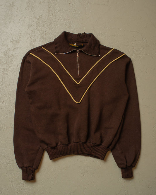 1950s/60s German Quarter Zip Sweatshirt brown - S/M