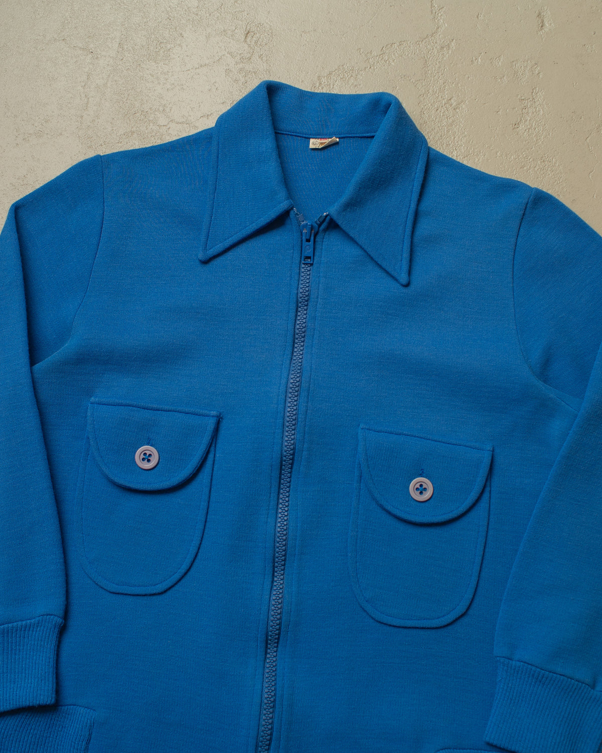 1960s German Wool Blend Knit Jacket blue - L