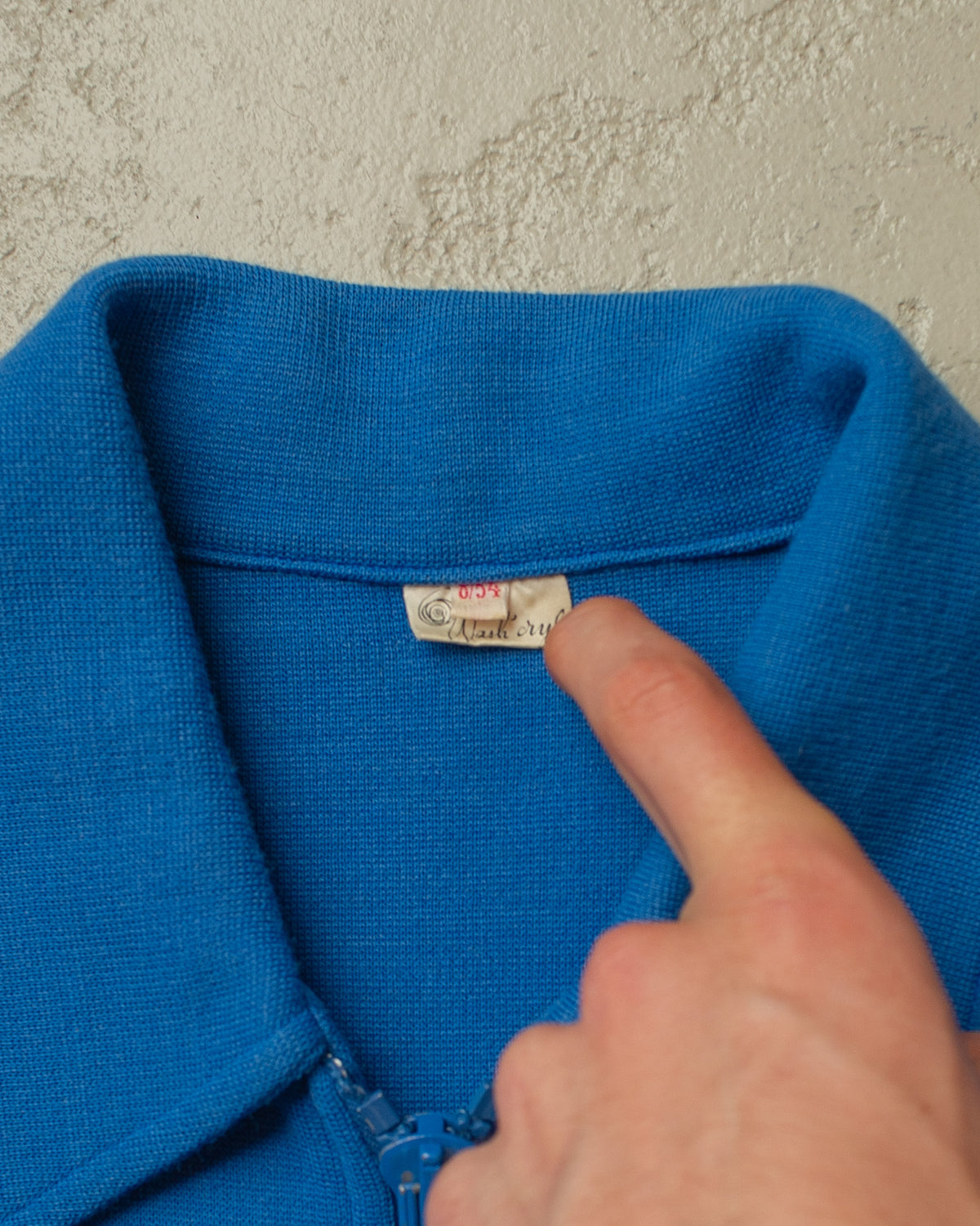 1960s German Wool Blend Knit Jacket blue - L