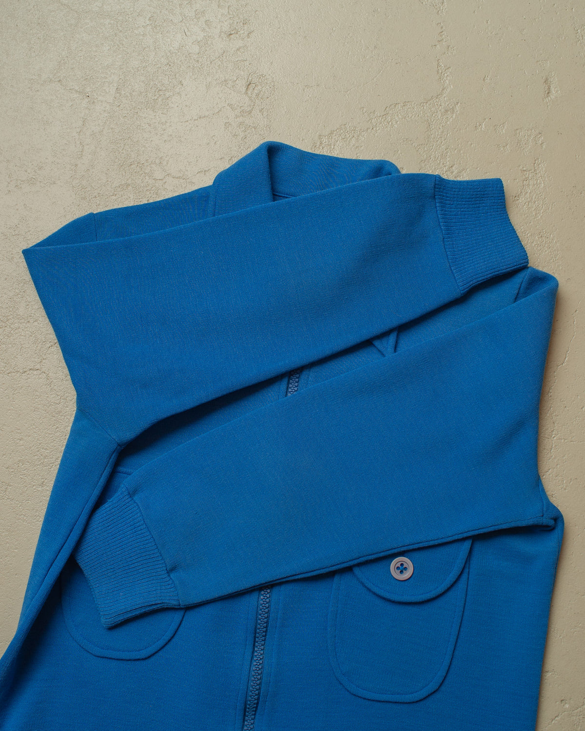 1960s German Wool Blend Knit Jacket blue - L
