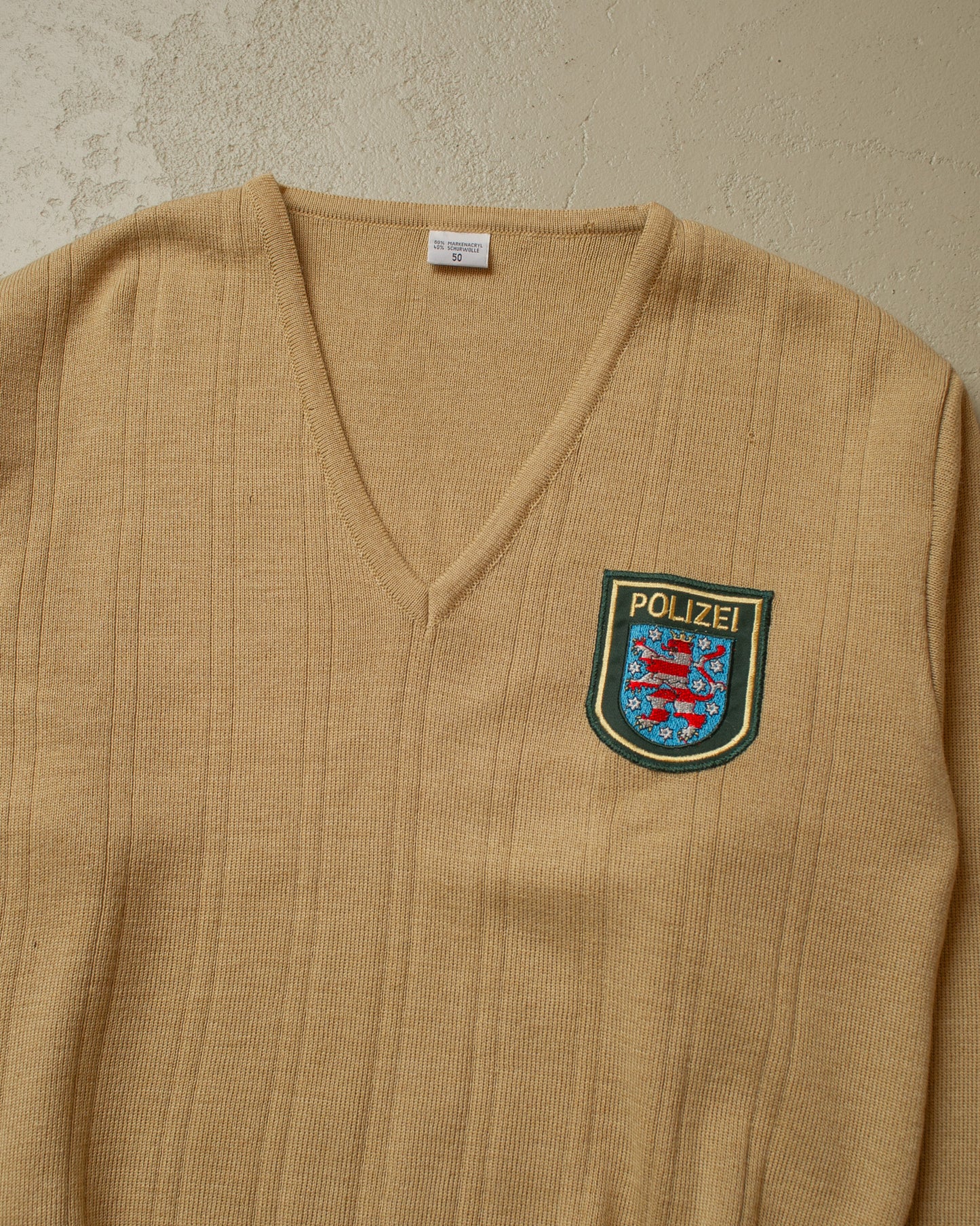 1990s unworn Polizei V-Neck Sweater beige - L/XL