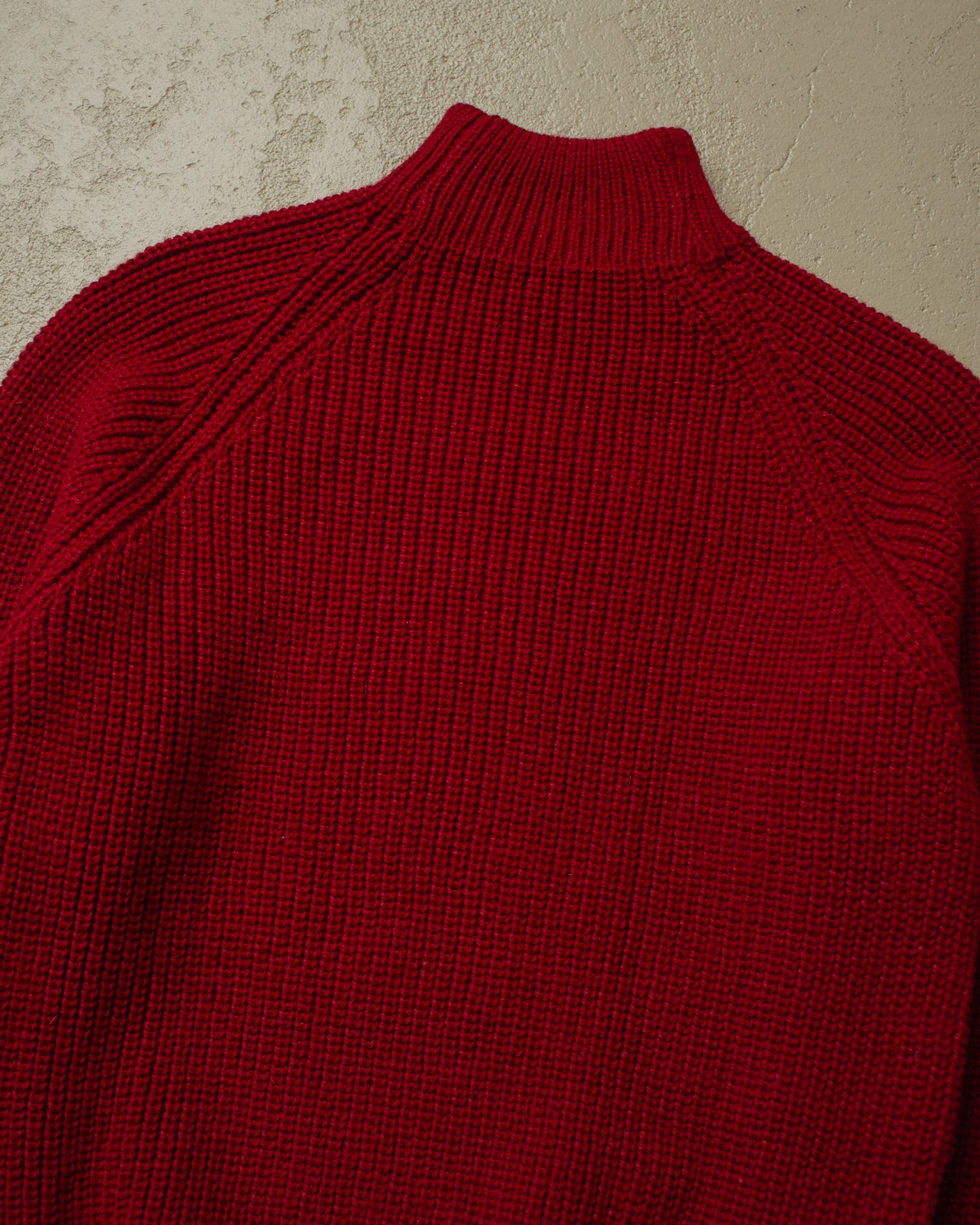 1970s unworn Handmade Knit Mockneck burgundy - S/M