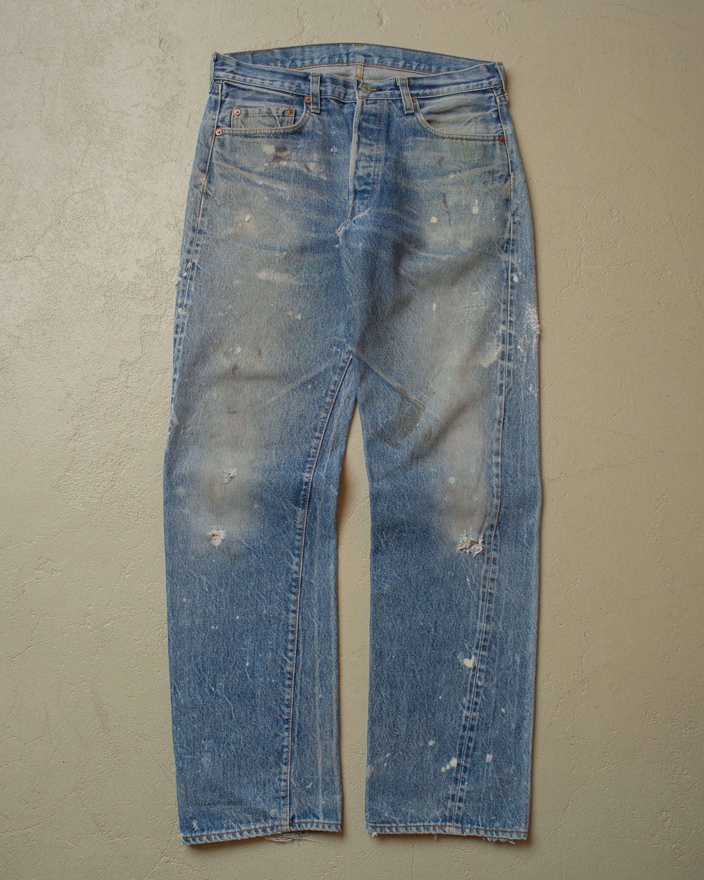1980s distressed Levi´s 501 Selvedge Jeans blue - W34 L33
