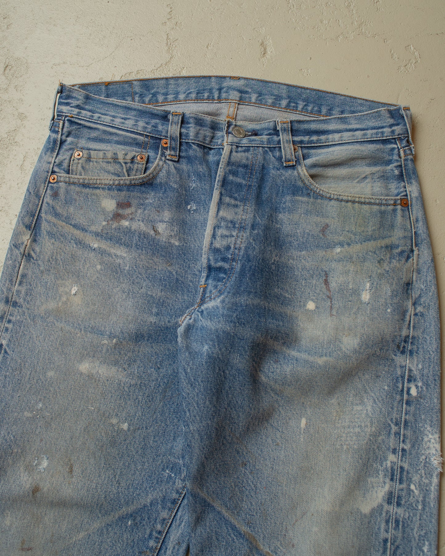 1980s distressed Levi´s 501 Selvedge Jeans blue - W34 L33