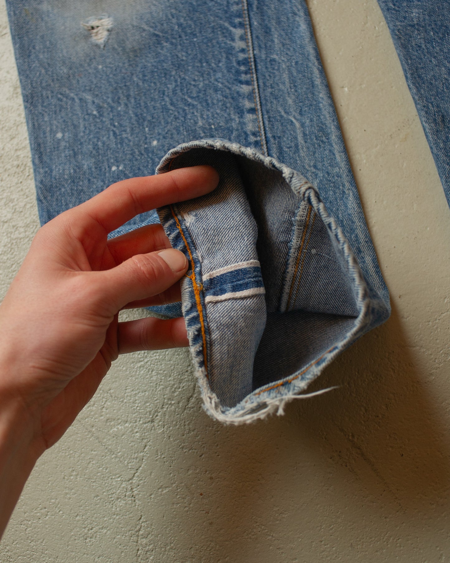 1980s distressed Levi´s 501 Selvedge Jeans blue - W34 L33