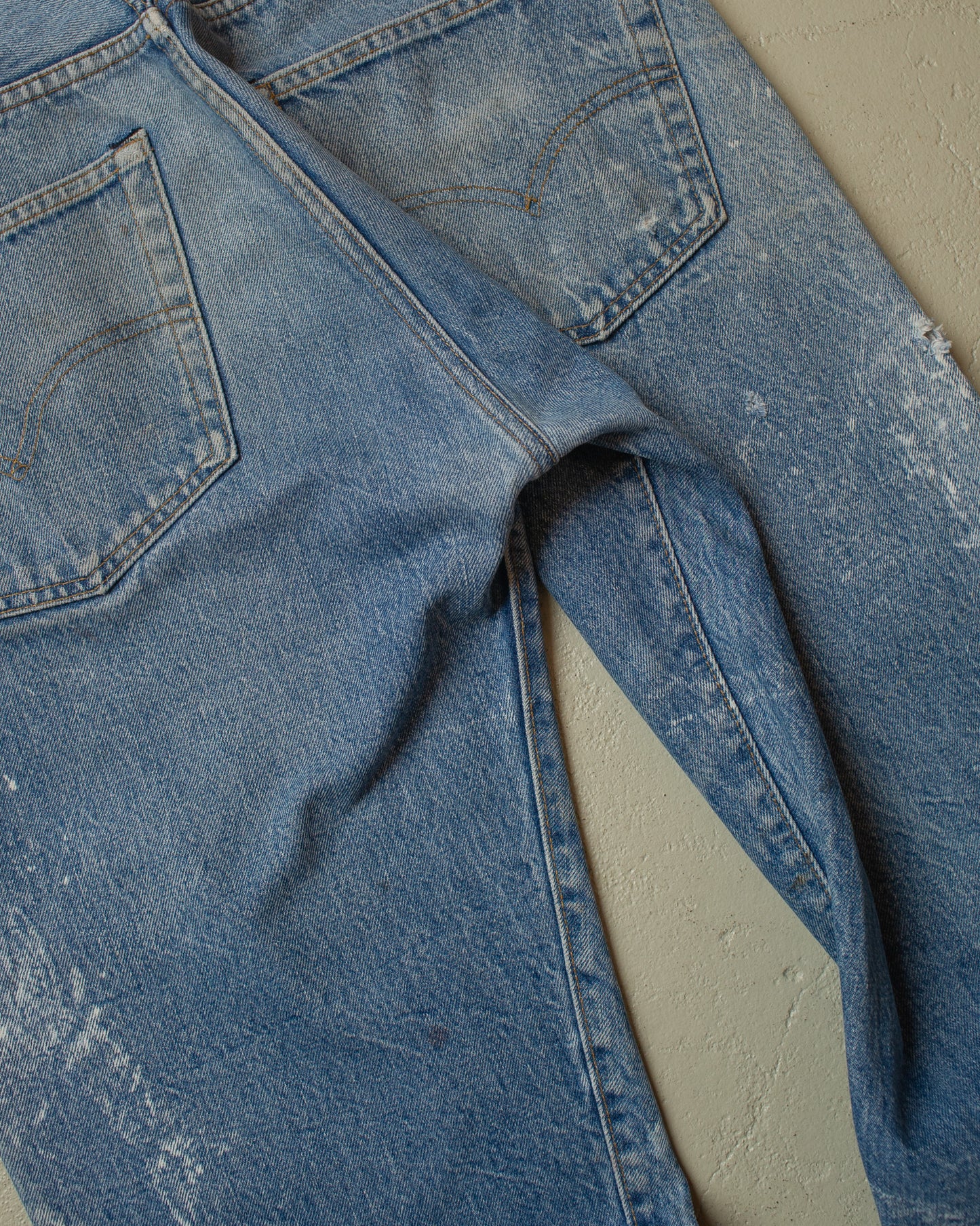 1980s distressed Levi´s 501 Selvedge Jeans blue - W34 L33