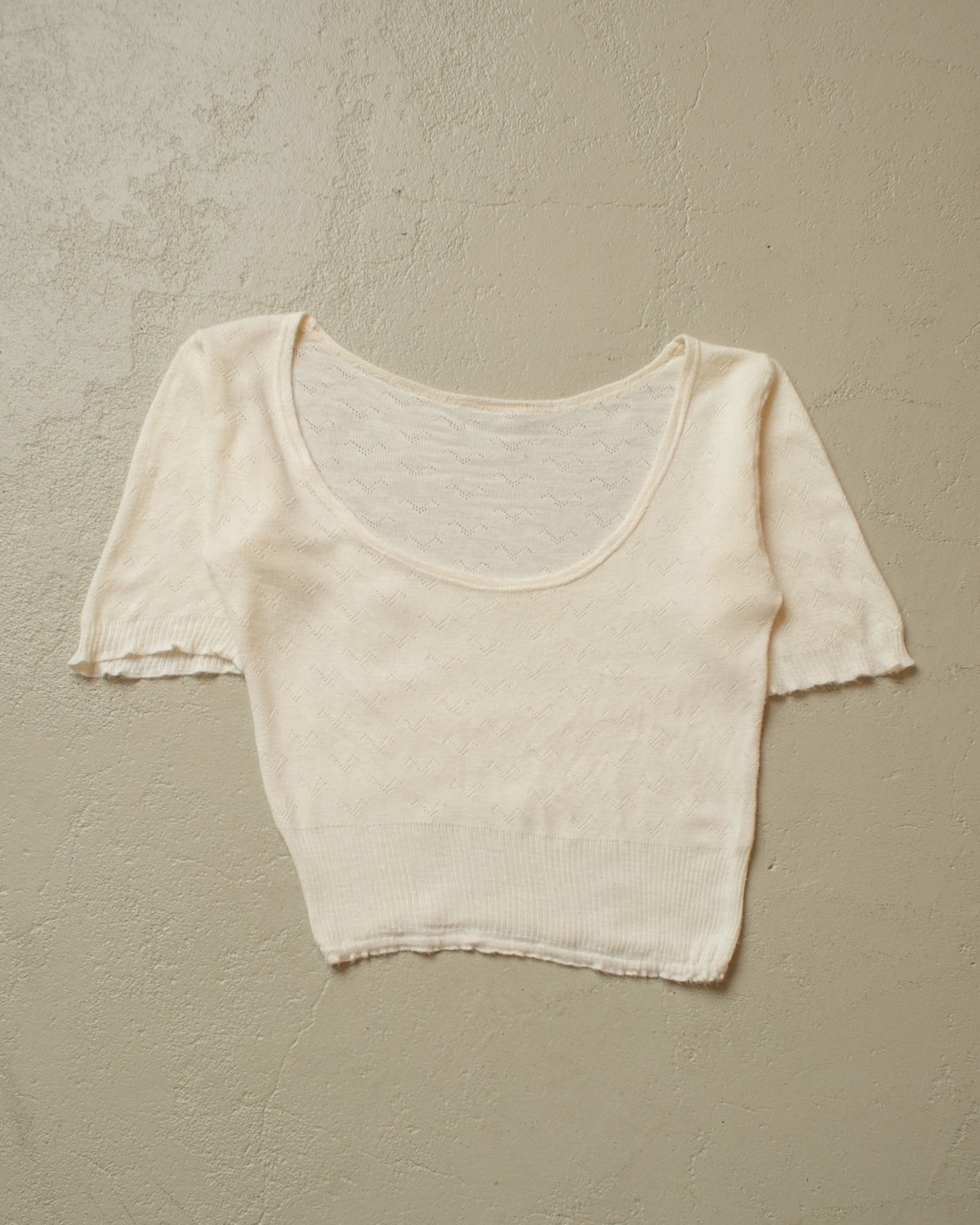 1940s/50s Womens Knit Undershrt white - S/M