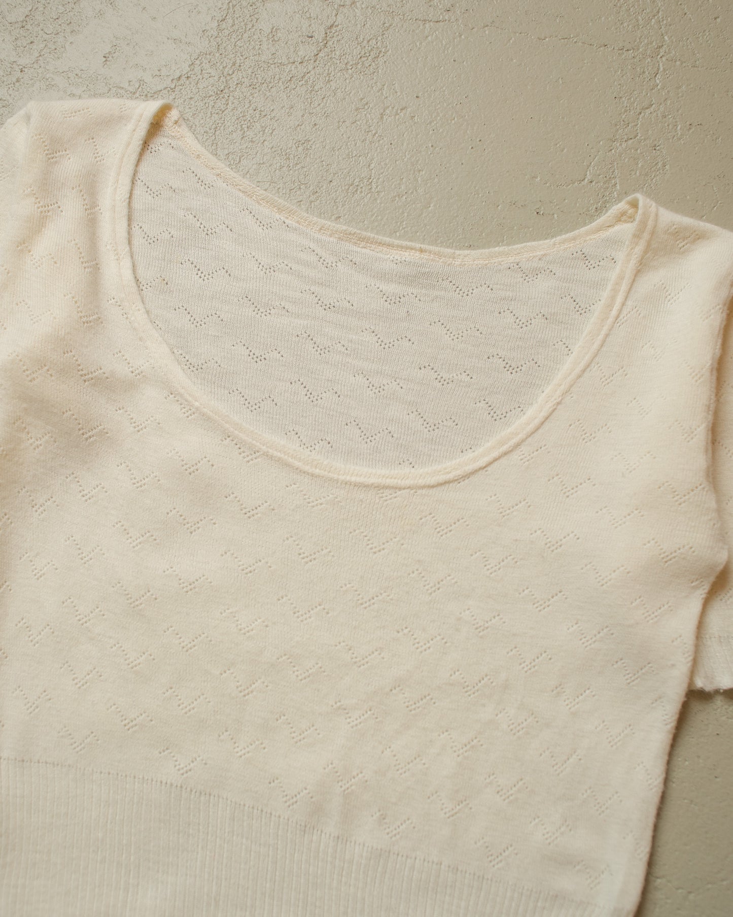 1940s/50s Womens Knit Undershrt white - S/M