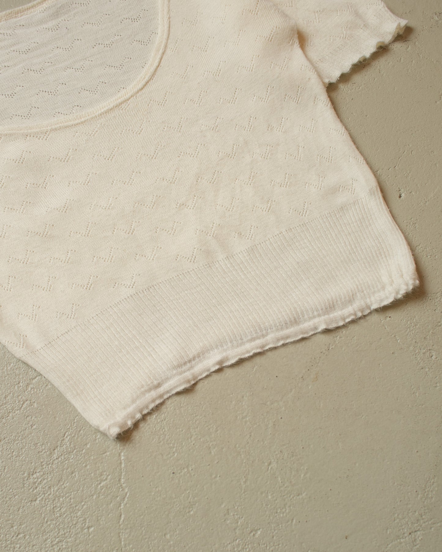 1940s/50s Womens Knit Undershrt white - S/M