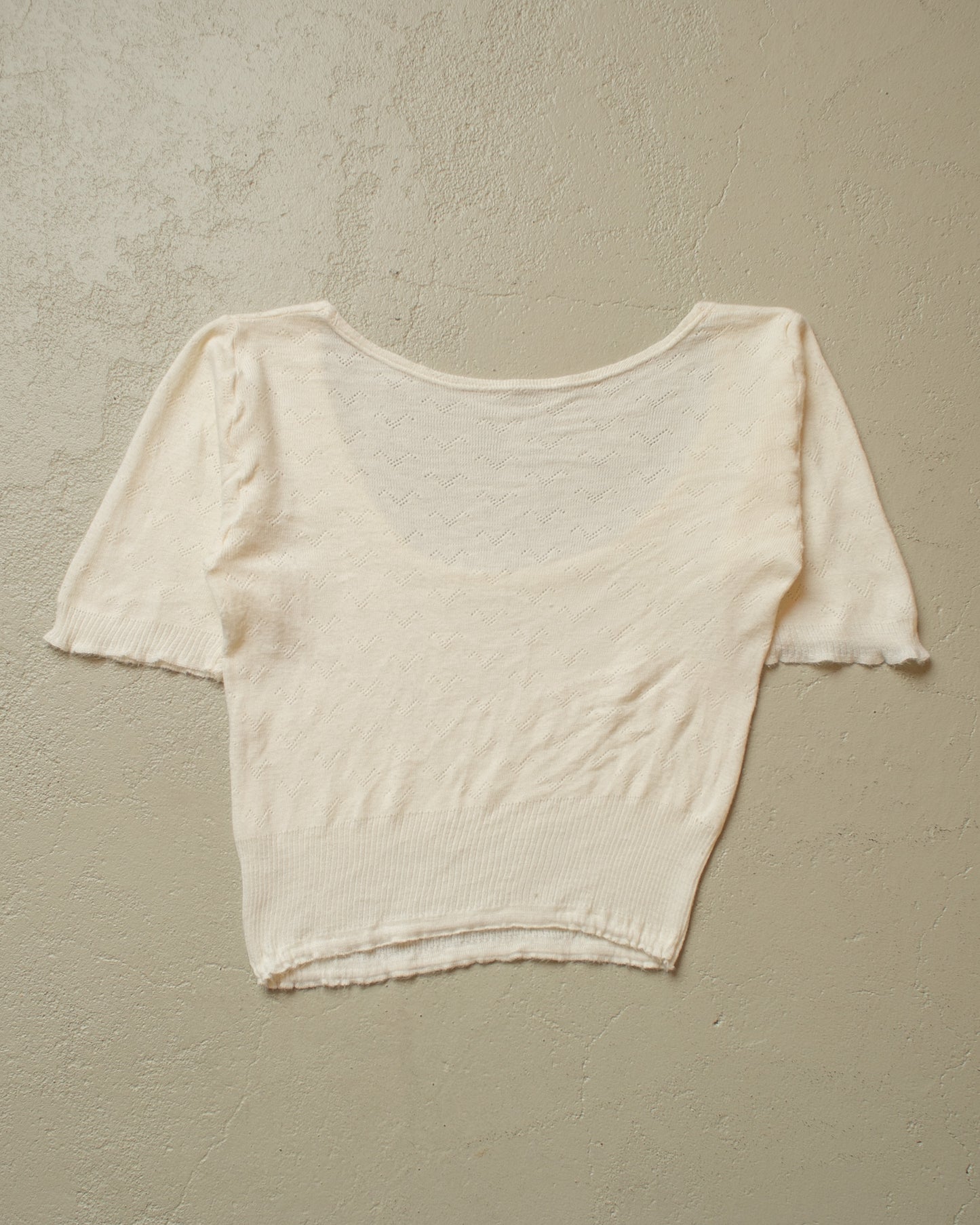 1940s/50s Womens Knit Undershrt white - S/M