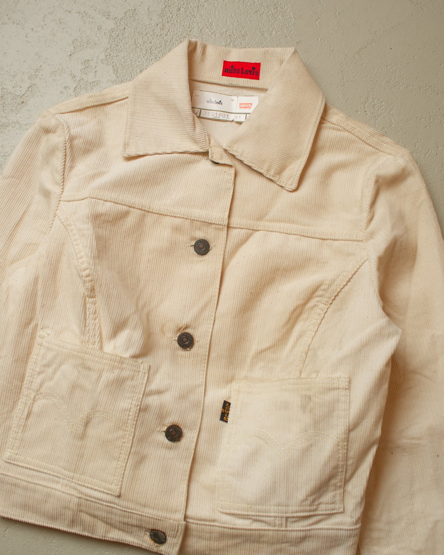 1960s Womens Deadstock Levi´s Big E Corduroy Jacket white - XS/S
