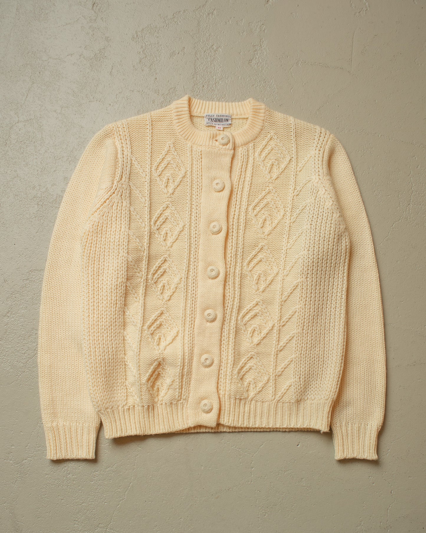 1960s/70s Womens Knit Cardigan beige/yellow - M/L