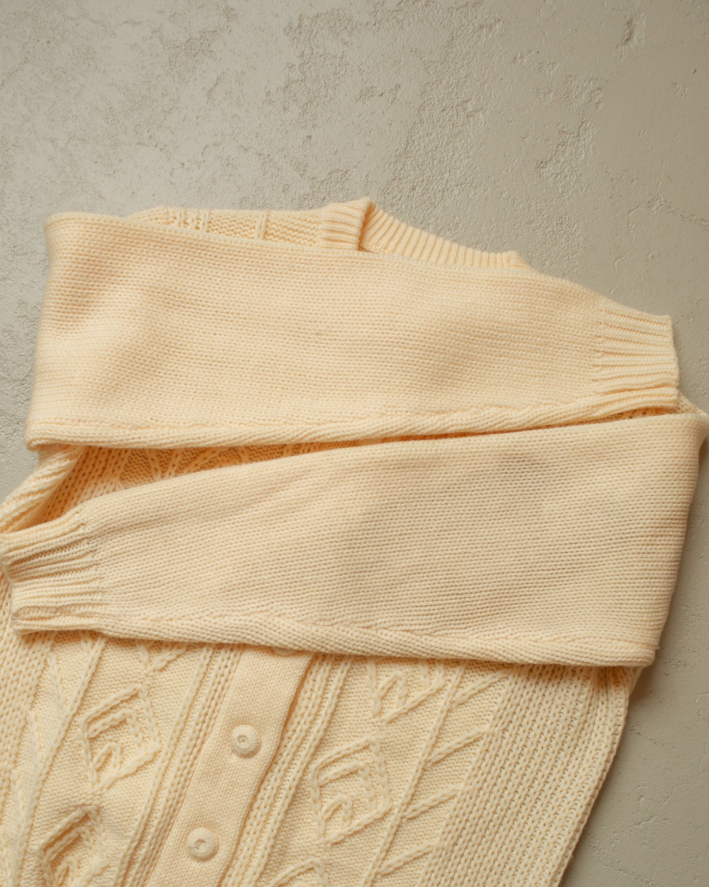 1960s/70s Womens Knit Cardigan beige/yellow - M/L