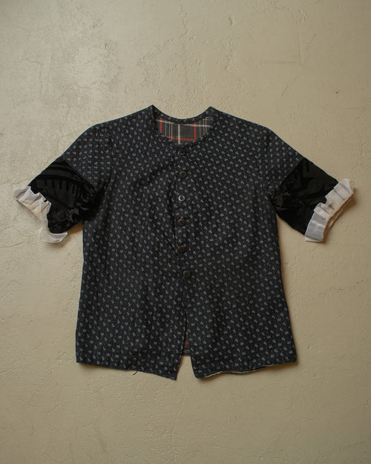ca. 1900s-30s German Womens Traditional Flower Shirt Jacket black - M