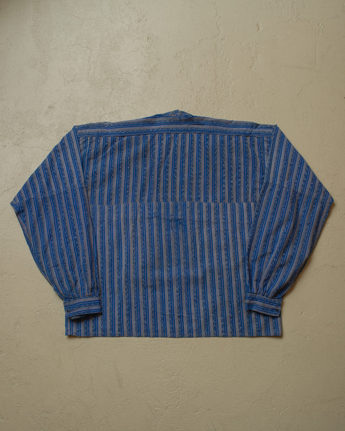 ca. 1920s East European Homemade striped Work Shirt blue - M