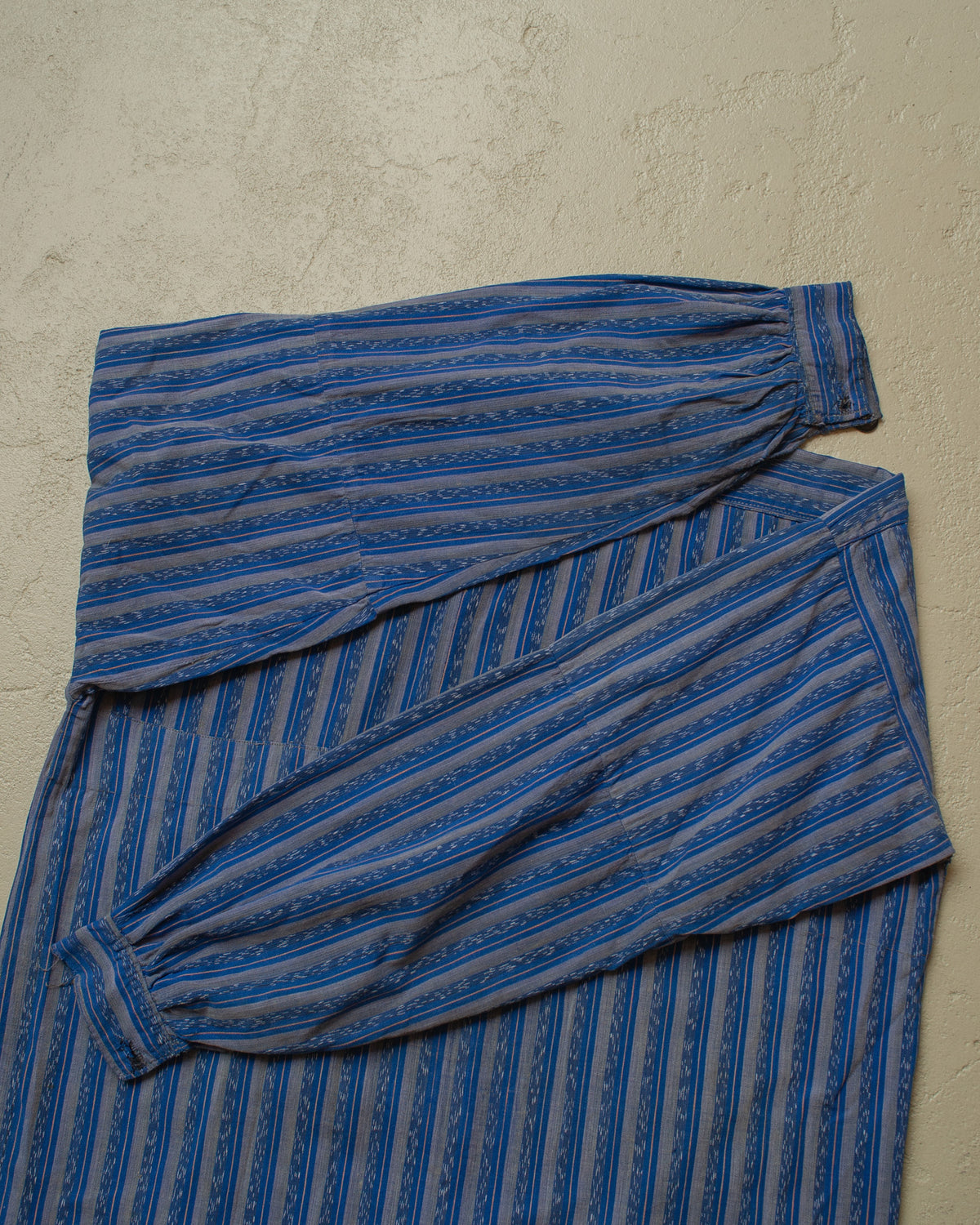 ca. 1920s East European Homemade striped Work Shirt blue - M