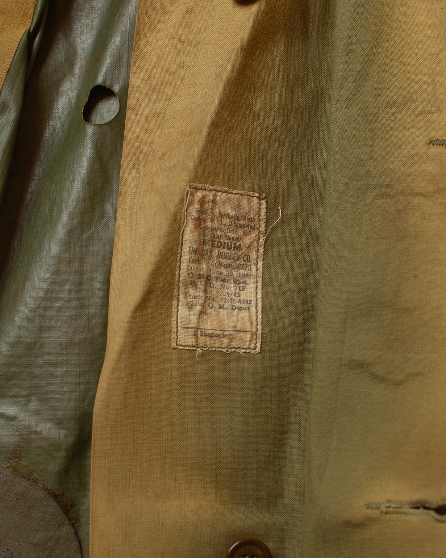 1943 US Army WW2 Rubber Rain Coat beige - M