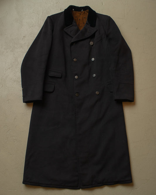 ca. 1920s German Double breasted Wool Overcoat black - M/L