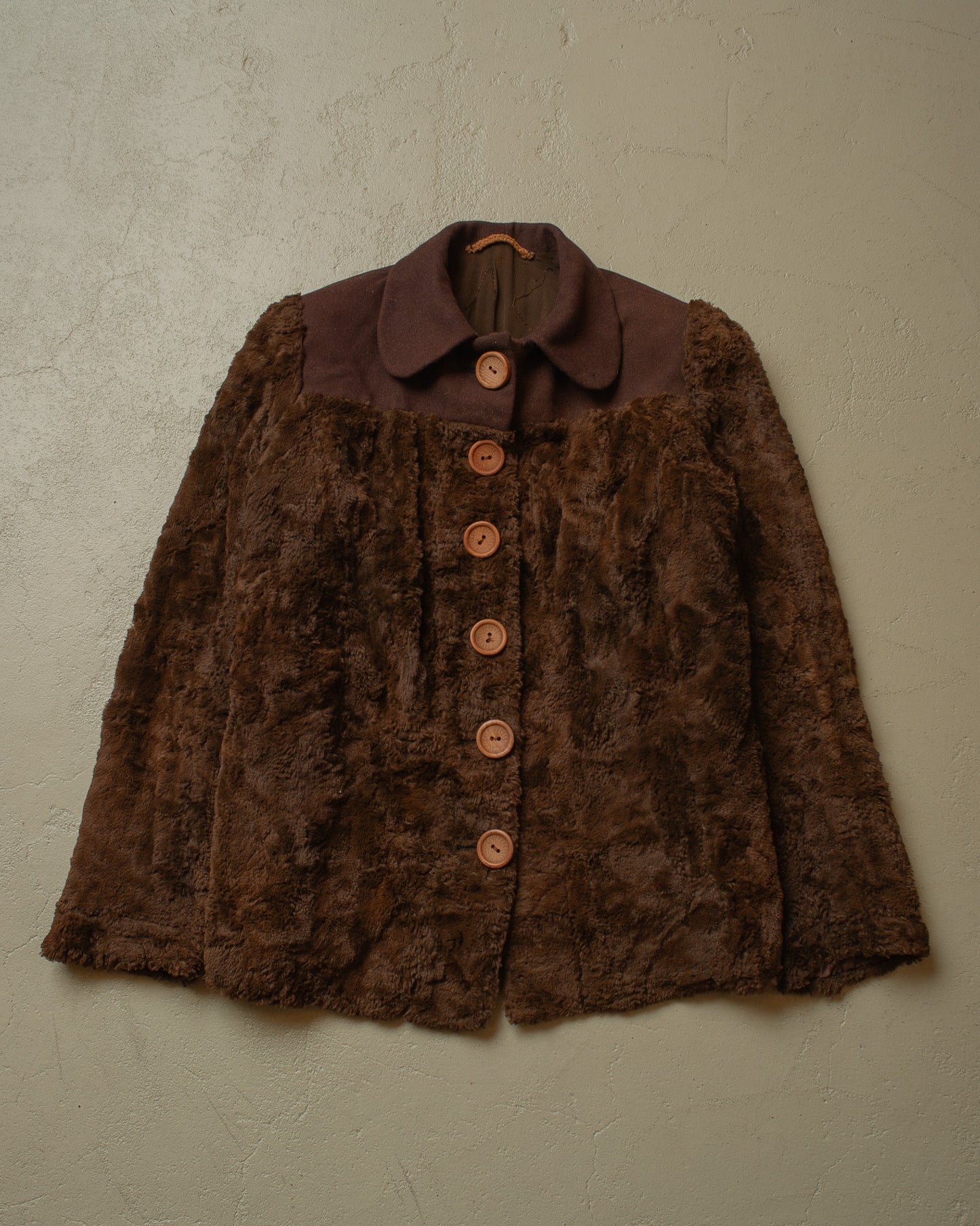 1940s Womens Short Fur Jacket brown - M