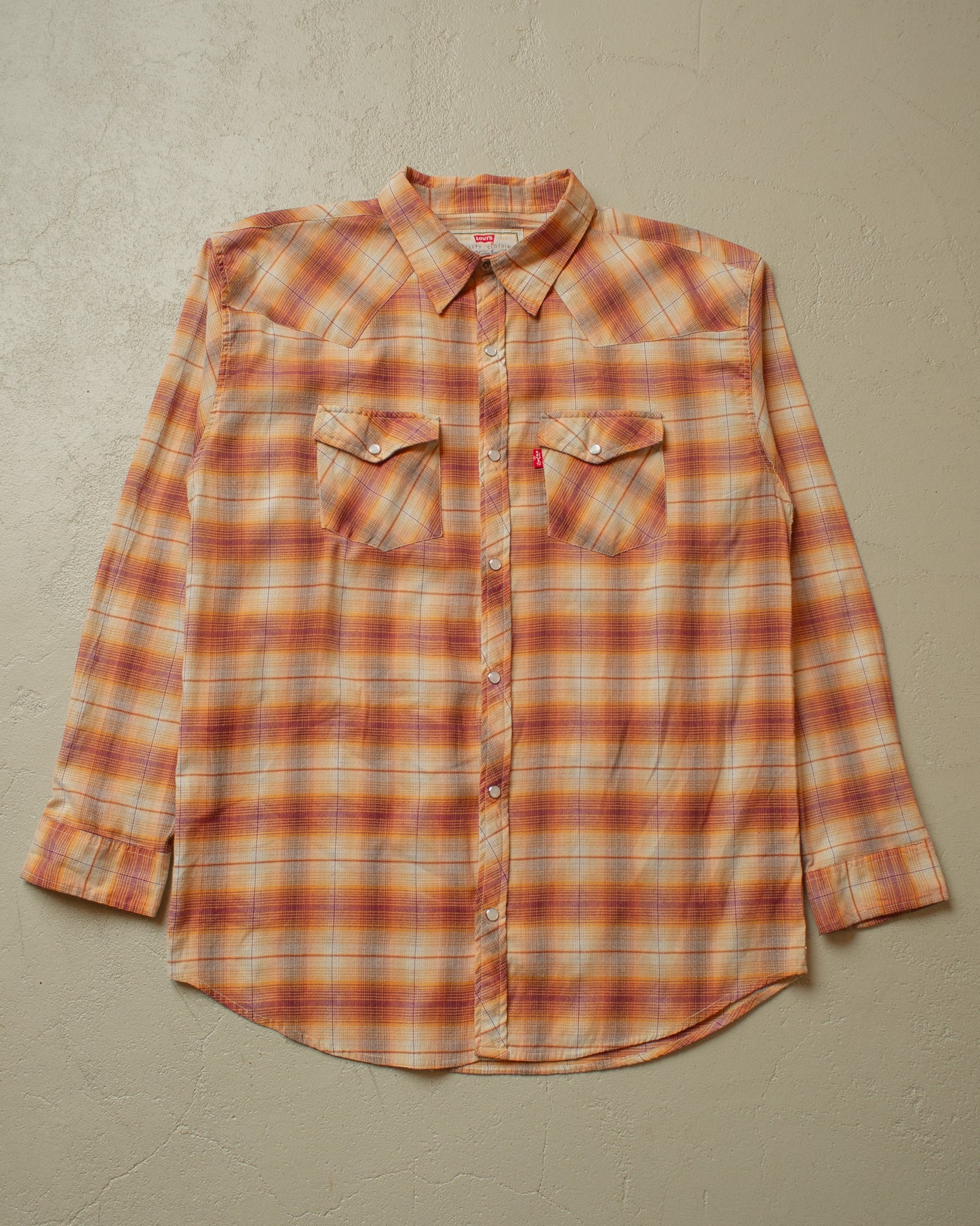 1980s Levi´s Pearl Snap checkered Shirt orange - XL/XXL