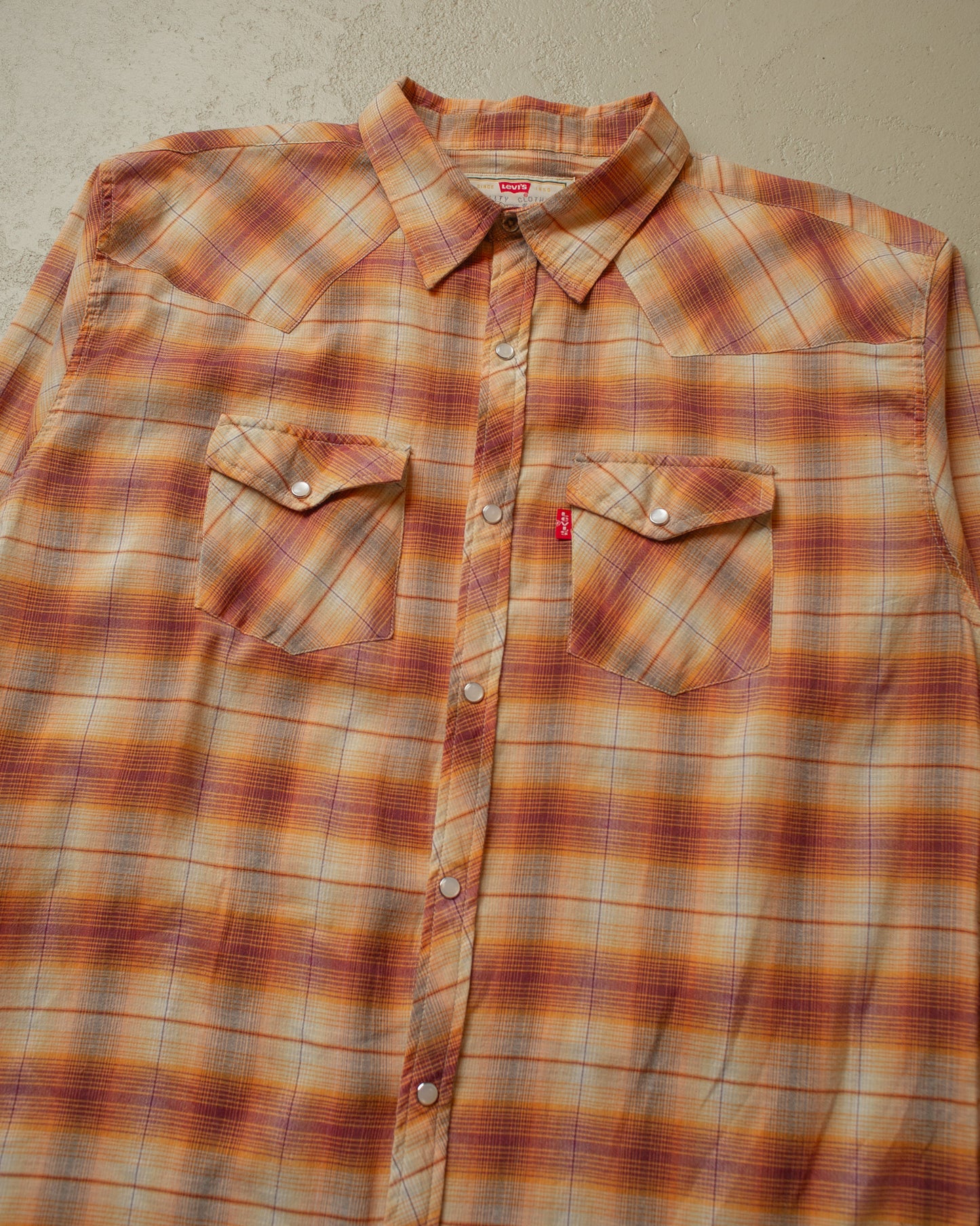 1980s Levi´s Pearl Snap checkered Shirt orange - XL/XXL