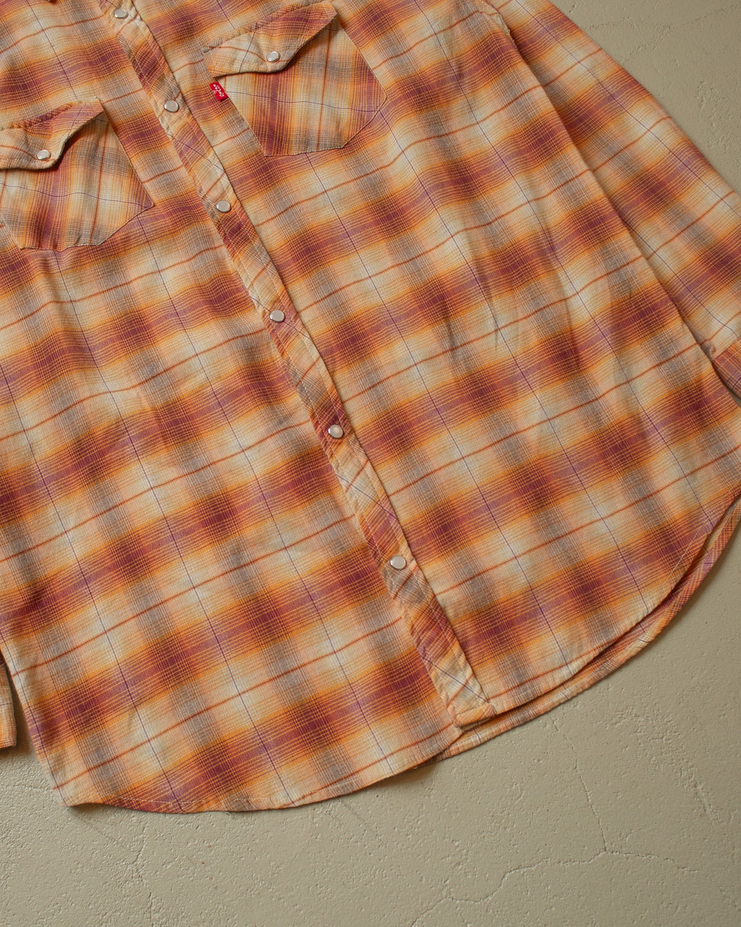 1980s Levi´s Pearl Snap checkered Shirt orange - XL/XXL
