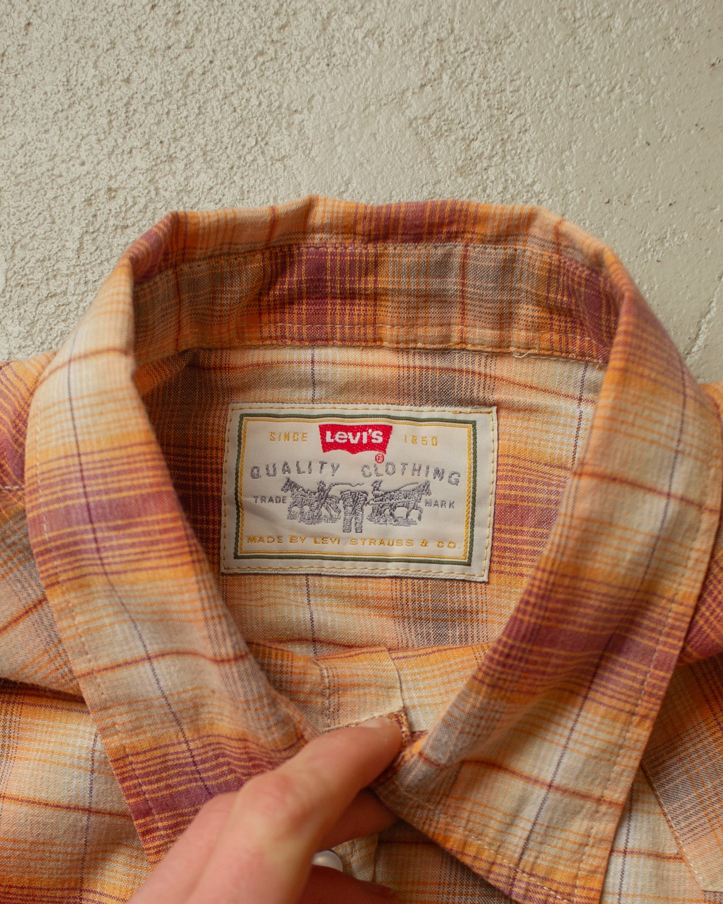 1980s Levi´s Pearl Snap checkered Shirt orange - XL/XXL