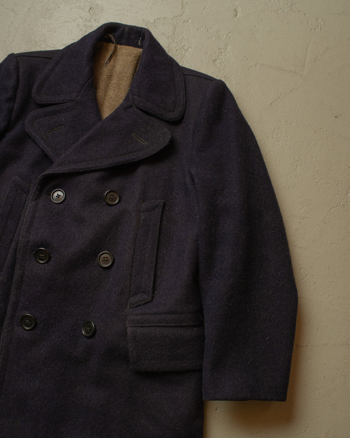 1920s German Double breasted & Belted Wool Short Coat blue - M