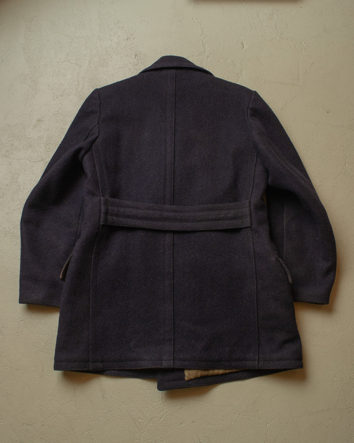 1920s German Double breasted & Belted Wool Short Coat blue - M