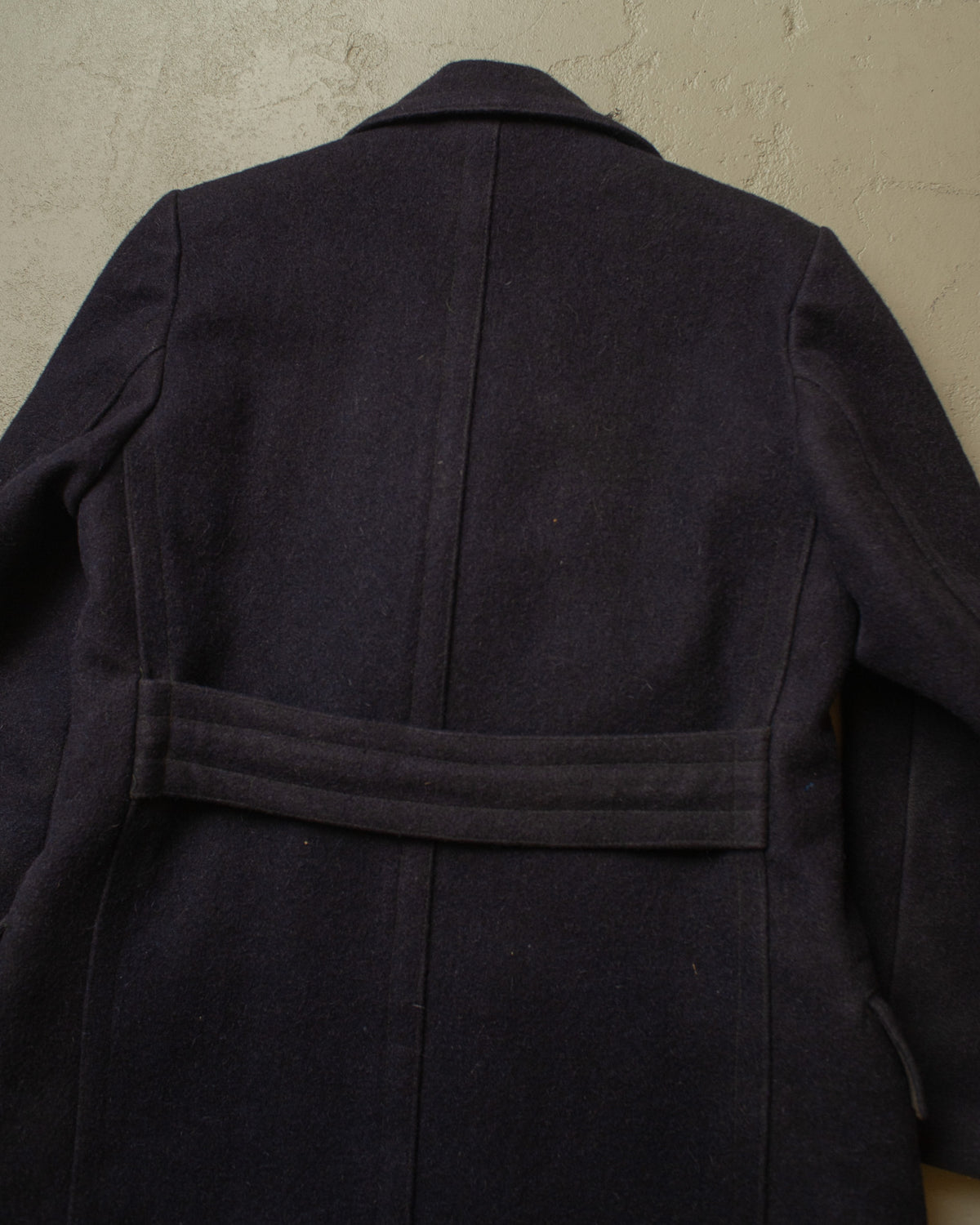 1920s German Double breasted & Belted Wool Short Coat blue - M