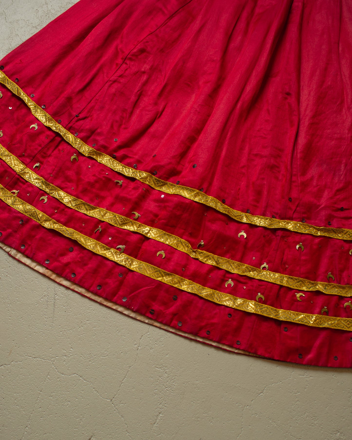 1880s-1910s Womens Ceremonial Silk Skirt burgundy - XS/S