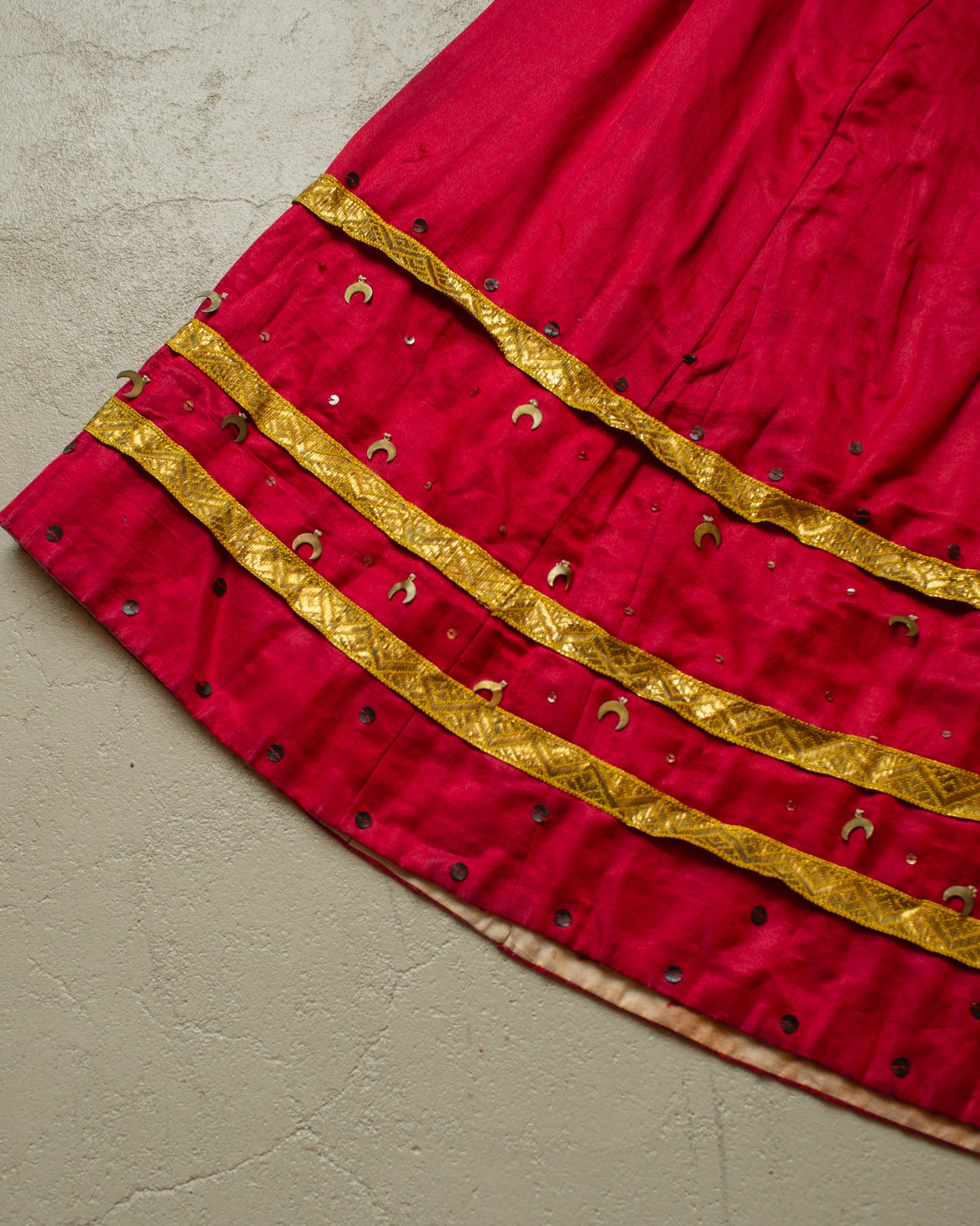 1880s-1910s Womens Ceremonial Silk Skirt burgundy - XS/S
