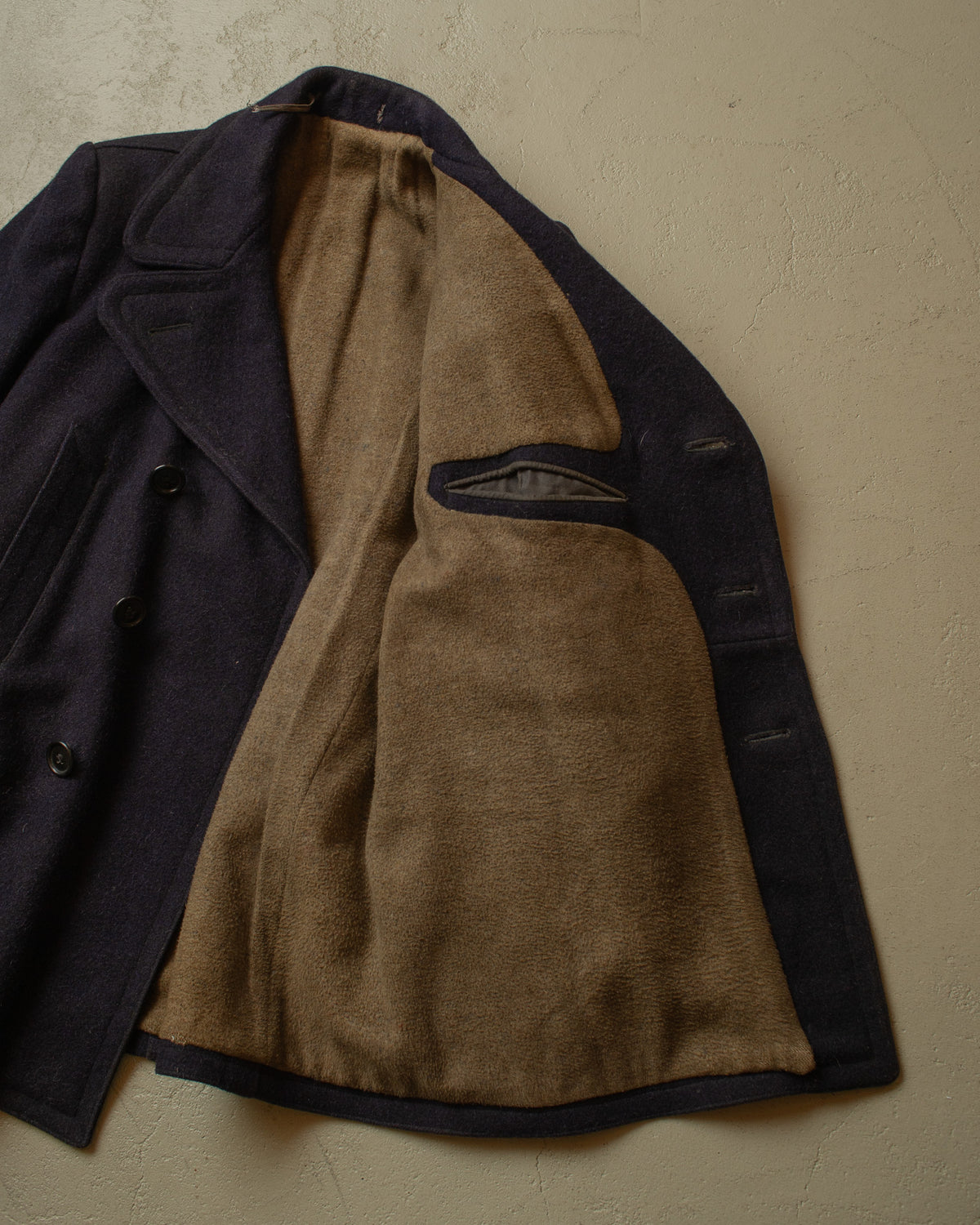 1920s German Double breasted & Belted Wool Short Coat blue - M