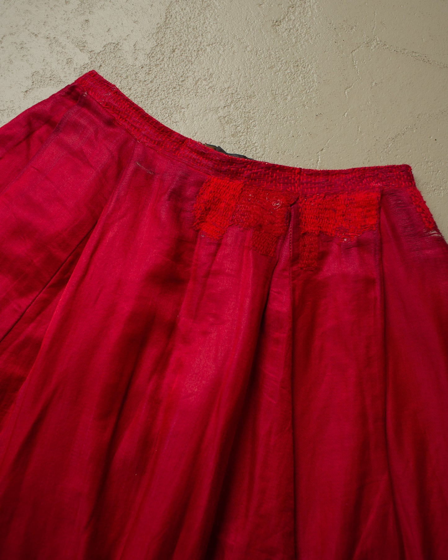 1880s-1910s Womens Ceremonial Silk Skirt burgundy - XS/S