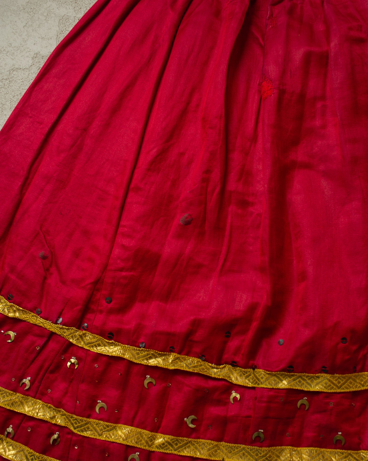 1880s-1910s Womens Ceremonial Silk Skirt burgundy - XS/S