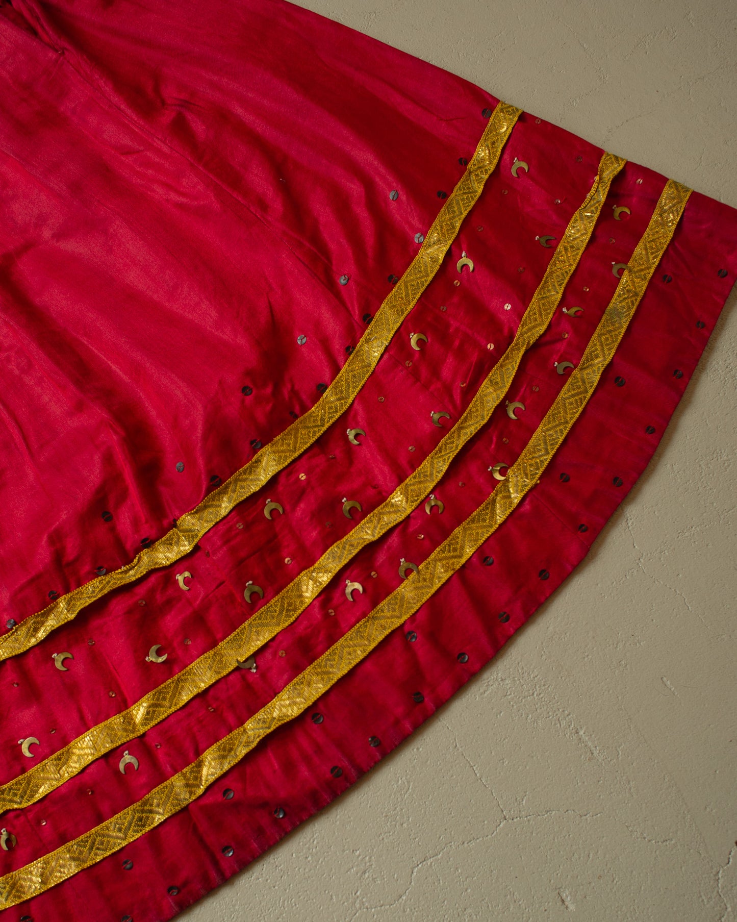 1880s-1910s Womens Ceremonial Silk Skirt burgundy - XS/S
