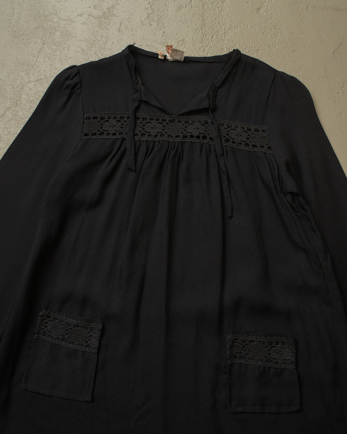 ca. 1960s British Womens Rayon Lace Shirt black - S
