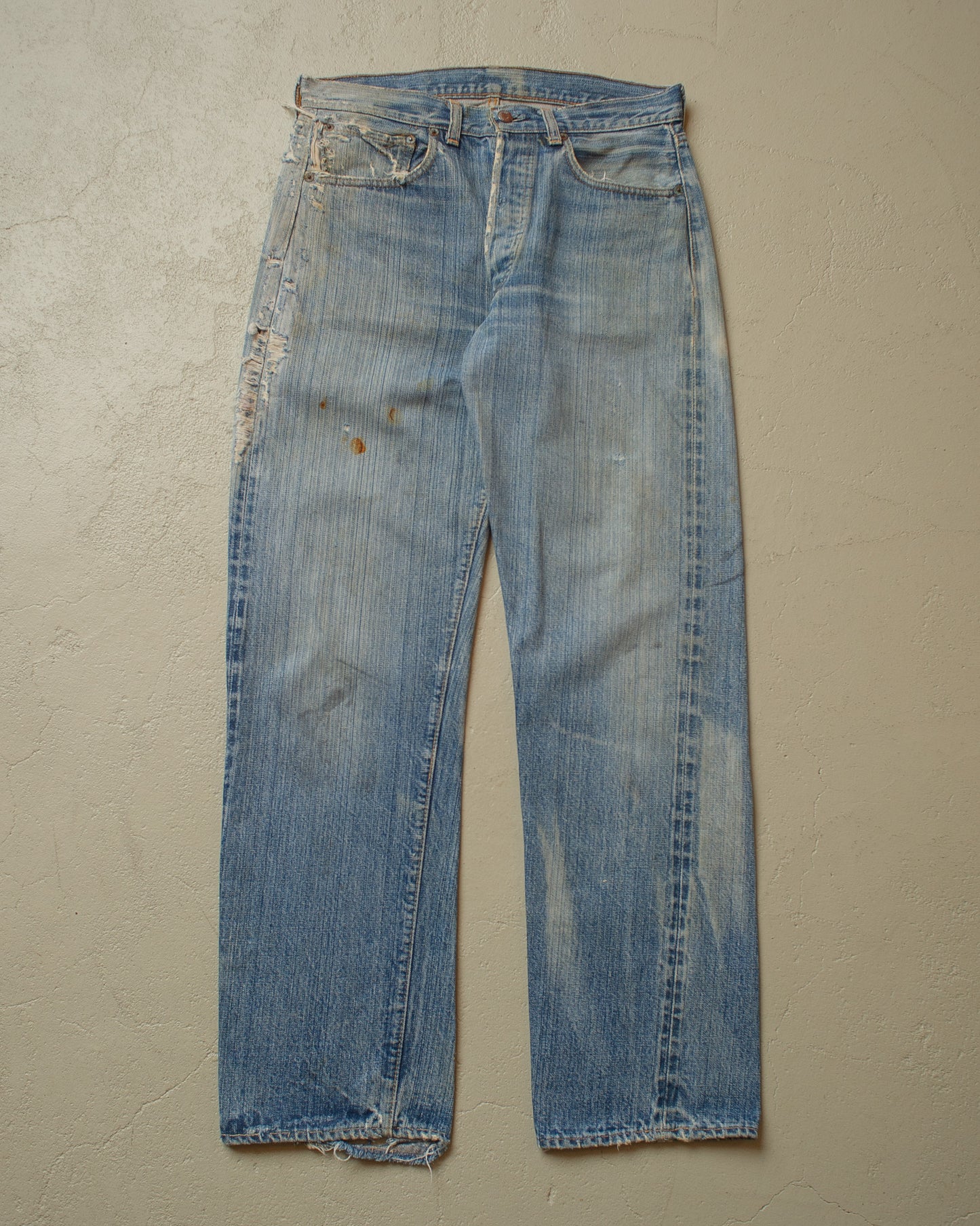 1980s thrashed Levi´s 501 Selvedge Jeans blue - W31 L30